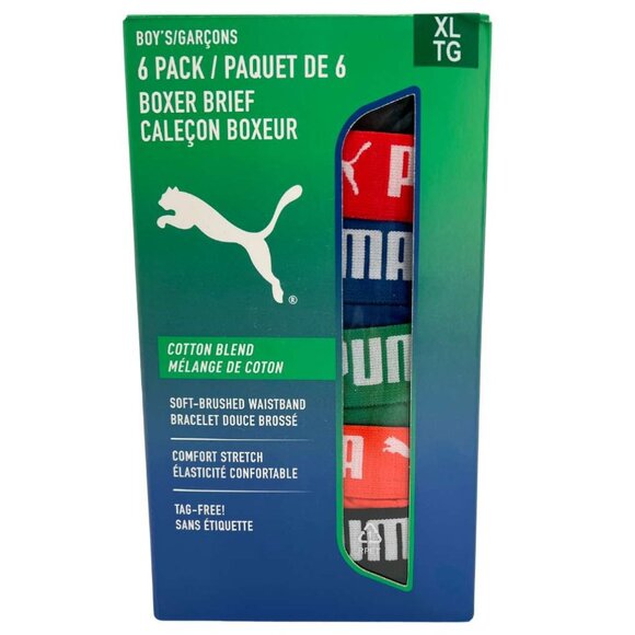 Puma Boy's Multicolour Boxer Brief Underwear | 6 Pack | Size XLarge - Picture 1 of 3